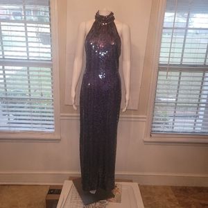 STUNNING NAVY SEQUINED MAXI DRESS